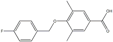 4-[(4-fluorophenyl)methoxy]-3,5-dimethylbenzoic acid Struktur