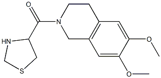 4-[(6,7-dimethoxy-1,2,3,4-tetrahydroisoquinolin-2-yl)carbonyl]-1,3-thiazolidine Struktur