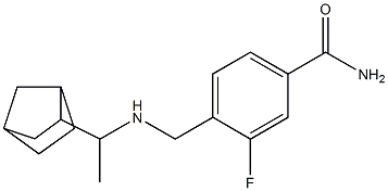 4-{[(1-{bicyclo[2.2.1]heptan-2-yl}ethyl)amino]methyl}-3-fluorobenzamide Struktur