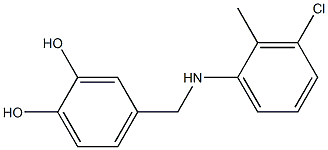 4-{[(3-chloro-2-methylphenyl)amino]methyl}benzene-1,2-diol Struktur