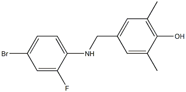 4-{[(4-bromo-2-fluorophenyl)amino]methyl}-2,6-dimethylphenol Struktur