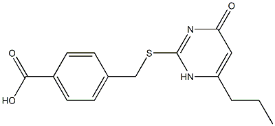 4-{[(4-oxo-6-propyl-1,4-dihydropyrimidin-2-yl)sulfanyl]methyl}benzoic acid Struktur