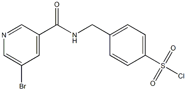 4-{[(5-bromopyridin-3-yl)formamido]methyl}benzene-1-sulfonyl chloride Struktur