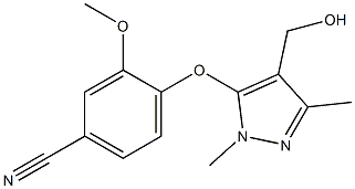 4-{[4-(hydroxymethyl)-1,3-dimethyl-1H-pyrazol-5-yl]oxy}-3-methoxybenzonitrile Struktur