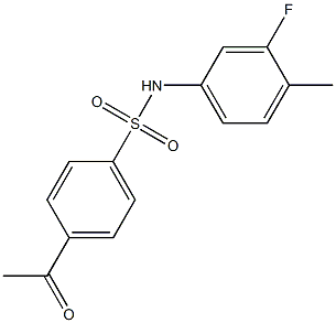 4-acetyl-N-(3-fluoro-4-methylphenyl)benzene-1-sulfonamide Struktur