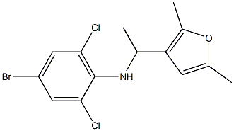 4-bromo-2,6-dichloro-N-[1-(2,5-dimethylfuran-3-yl)ethyl]aniline Struktur