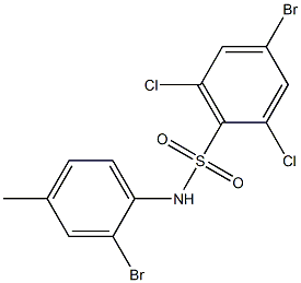 4-bromo-N-(2-bromo-4-methylphenyl)-2,6-dichlorobenzene-1-sulfonamide Struktur