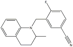 4-fluoro-3-[(2-methyl-1,2,3,4-tetrahydroquinolin-1-yl)methyl]benzonitrile Struktur