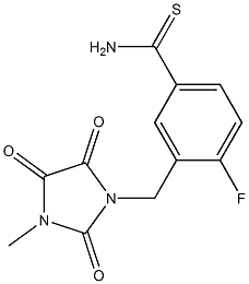 4-fluoro-3-[(3-methyl-2,4,5-trioxoimidazolidin-1-yl)methyl]benzene-1-carbothioamide Struktur