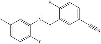 4-fluoro-3-{[(2-fluoro-5-methylphenyl)amino]methyl}benzonitrile Struktur