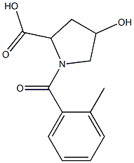 4-hydroxy-1-(2-methylbenzoyl)pyrrolidine-2-carboxylic acid Struktur