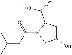 4-hydroxy-1-(3-methylbut-2-enoyl)pyrrolidine-2-carboxylic acid Struktur