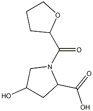 4-hydroxy-1-(tetrahydrofuran-2-ylcarbonyl)pyrrolidine-2-carboxylic acid Struktur