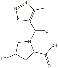 4-hydroxy-1-[(4-methyl-1,2,3-thiadiazol-5-yl)carbonyl]pyrrolidine-2-carboxylic acid Struktur