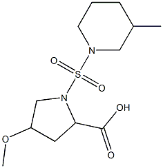 4-methoxy-1-[(3-methylpiperidine-1-)sulfonyl]pyrrolidine-2-carboxylic acid Struktur