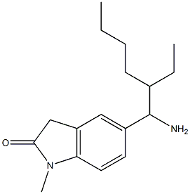 5-(1-amino-2-ethylhexyl)-1-methyl-2,3-dihydro-1H-indol-2-one Struktur