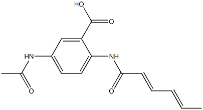 5-(acetylamino)-2-[(2E,4E)-hexa-2,4-dienoylamino]benzoic acid Struktur