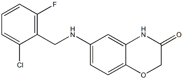 6-{[(2-chloro-6-fluorophenyl)methyl]amino}-3,4-dihydro-2H-1,4-benzoxazin-3-one Struktur