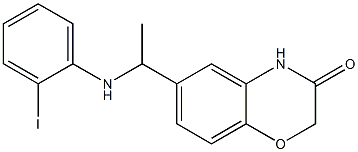 6-{1-[(2-iodophenyl)amino]ethyl}-3,4-dihydro-2H-1,4-benzoxazin-3-one Struktur