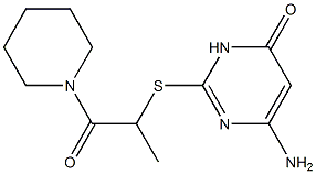 6-amino-2-{[1-oxo-1-(piperidin-1-yl)propan-2-yl]sulfanyl}-3,4-dihydropyrimidin-4-one Struktur