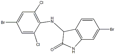 6-bromo-3-[(4-bromo-2,6-dichlorophenyl)amino]-2,3-dihydro-1H-indol-2-one Struktur