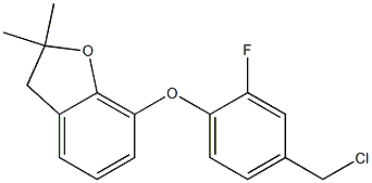 7-[4-(chloromethyl)-2-fluorophenoxy]-2,2-dimethyl-2,3-dihydro-1-benzofuran Struktur