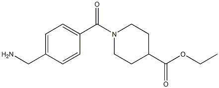 ethyl 1-{[4-(aminomethyl)phenyl]carbonyl}piperidine-4-carboxylate Struktur