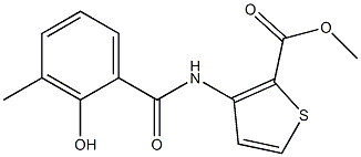 methyl 3-[(2-hydroxy-3-methylbenzene)amido]thiophene-2-carboxylate Struktur