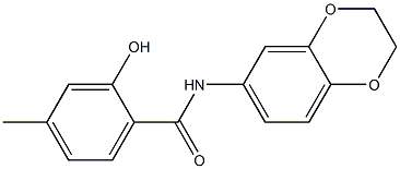 N-(2,3-dihydro-1,4-benzodioxin-6-yl)-2-hydroxy-4-methylbenzamide Struktur