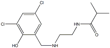 N-(2-{[(3,5-dichloro-2-hydroxyphenyl)methyl]amino}ethyl)-2-methylpropanamide Struktur