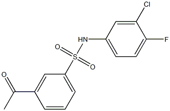 N-(3-chloro-4-fluorophenyl)-3-acetylbenzene-1-sulfonamide Struktur