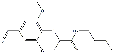 N-butyl-2-(2-chloro-4-formyl-6-methoxyphenoxy)propanamide Struktur