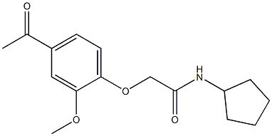 N-cyclopentyl-2-(4-acetyl-2-methoxyphenoxy)acetamide Struktur