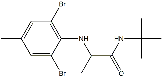 N-tert-butyl-2-[(2,6-dibromo-4-methylphenyl)amino]propanamide Struktur