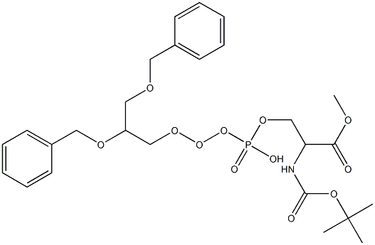 3-[(2,3-Bis-benzyloxy-propoxy)-hydroxy-phosphoryloxy]-2-tert-butoxycarbonylamino-propionic acid methyl ester Struktur