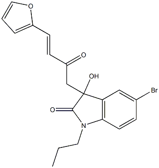 5-bromo-3-[4-(2-furyl)-2-oxo-3-butenyl]-3-hydroxy-1-propyl-1,3-dihydro-2H-indol-2-one Struktur