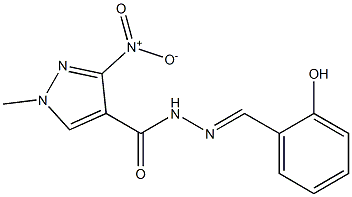 N'-(2-hydroxybenzylidene)-3-nitro-1-methyl-1H-pyrazole-4-carbohydrazide Struktur