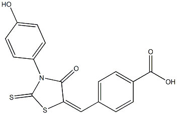 4-{[3-(4-hydroxyphenyl)-4-oxo-2-thioxo-1,3-thiazolidin-5-ylidene]methyl}benzoic acid Struktur