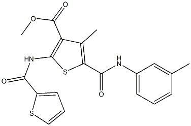 methyl 4-methyl-5-{[(3-methylphenyl)amino]carbonyl}-2-[(thien-2-ylcarbonyl)amino]thiophene-3-carboxylate Struktur