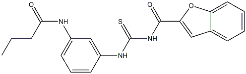 N-[3-({[(1-benzofuran-2-ylcarbonyl)amino]carbothioyl}amino)phenyl]butanamide Struktur