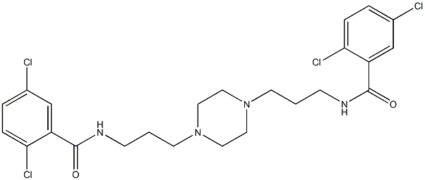 2,5-dichloro-N-[3-(4-{3-[(2,5-dichlorobenzoyl)amino]propyl}-1-piperazinyl)propyl]benzamide Struktur