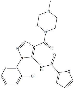 N-{1-(2-chlorophenyl)-4-[(4-methyl-1-piperazinyl)carbonyl]-1H-pyrazol-5-yl}-2-furamide Struktur