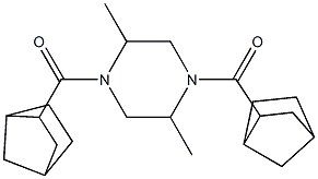 1,4-bis(bicyclo[2.2.1]hept-2-ylcarbonyl)-2,5-dimethylpiperazine Struktur