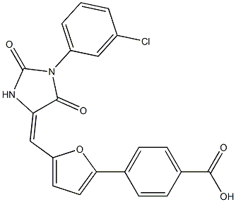 4-(5-{[1-(3-chlorophenyl)-2,5-dioxo-4-imidazolidinylidene]methyl}-2-furyl)benzoic acid Struktur