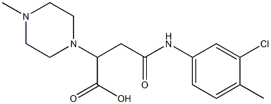 4-(3-chloro-4-methylanilino)-2-(4-methyl-1-piperazinyl)-4-oxobutanoic acid Struktur