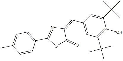 4-(3,5-ditert-butyl-4-hydroxybenzylidene)-2-(4-methylphenyl)-1,3-oxazol-5(4H)-one Struktur