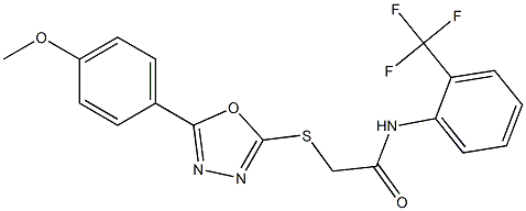 2-{[5-(4-methoxyphenyl)-1,3,4-oxadiazol-2-yl]sulfanyl}-N-[2-(trifluoromethyl)phenyl]acetamide Struktur