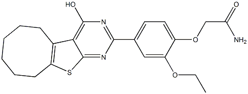 2-[2-ethoxy-4-(4-hydroxy-5,6,7,8,9,10-hexahydrocycloocta[4,5]thieno[2,3-d]pyrimidin-2-yl)phenoxy]acetamide Struktur