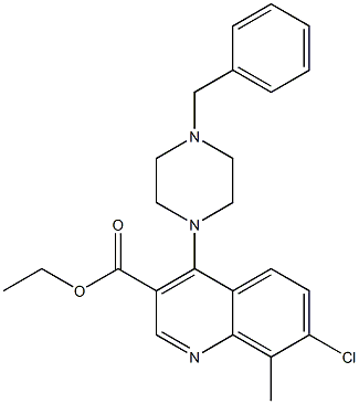 ethyl 4-(4-benzyl-1-piperazinyl)-7-chloro-8-methyl-3-quinolinecarboxylate Struktur