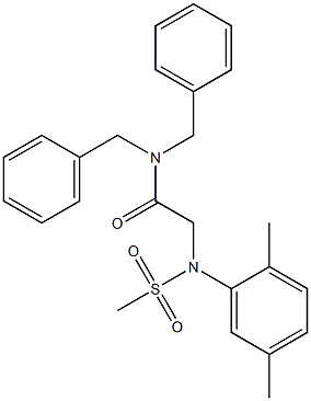 N,N-dibenzyl-2-[2,5-dimethyl(methylsulfonyl)anilino]acetamide Struktur